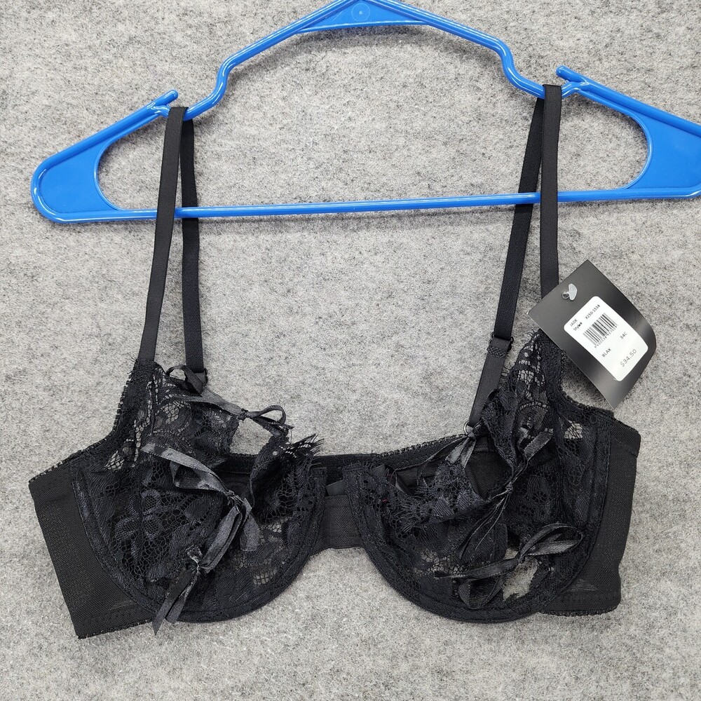 Fredericks of Hollywood Bra Womens 34C Jade Black Bows